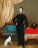 Portrait eines Jurastudenten der Universität von Sankt Petersburg mit einem Hund - J. Sidko — Ansicht des Kunstwerks
