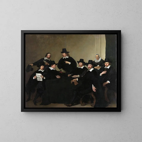 Die Regenten des Instituts Nieuwe Zijds für die Außenhilfe der Armen, Amsterdam, um 1650 - Jacob Adriaensz Backer — gerahmtes Bild an der Wand