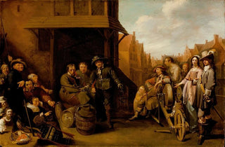 Jacob Duck - A Street Scene with Knife Grinder and Elegant Couple.webp