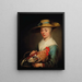 Eine junge Frau mit Strohhut, die eine Henne und einen Eierkorb hält - Jacob Gerritsz. Cuyp — gerahmtes Bild an der Wand