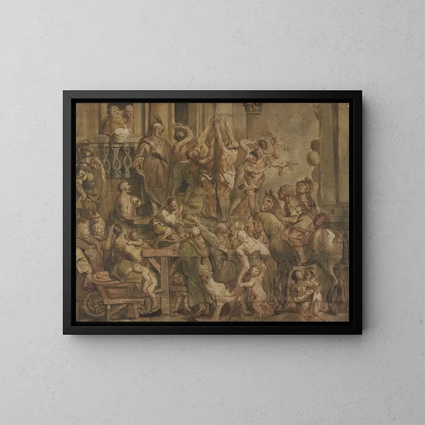 Flagellation der Schuldigen - Jacob Jordaens — gerahmtes Bild an der Wand