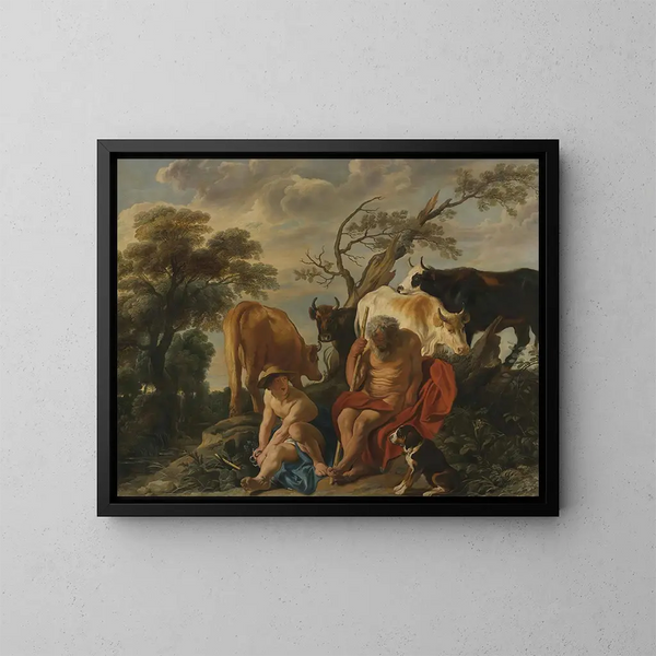 Merkur und Argus - Jacob Jordaens — gerahmtes Bild an der Wand