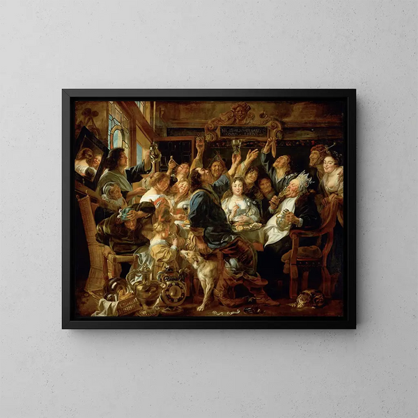 Die Feier des Königs der Bohnen - Jacob Jordaens — gerahmtes Bild an der Wand