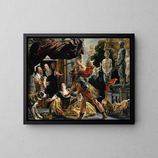 Ulysse droht Circe - Jacob Jordaens — gerahmtes Bild an der Wand