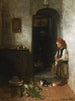 Ein Mädchen mit einem Kätzchen, das spielt - Jacob Maris — Ansicht des Kunstwerks