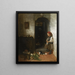 Ein Mädchen mit einem Kätzchen, das spielt - Jacob Maris — gerahmtes Bild an der Wand