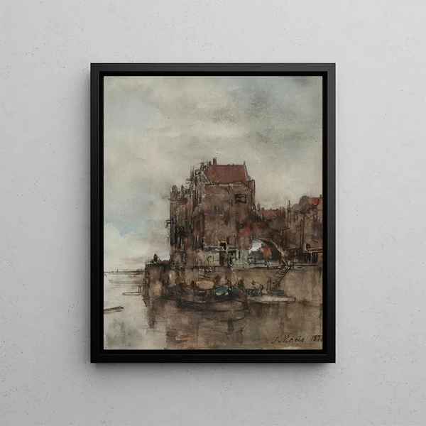 Jacob Maris - A view of the harbour in Dordrecht.webp