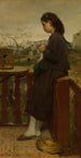 Mädchen beim Stricken auf einem Balkon in Montmartre - Jacob Maris — Ansicht des Kunstwerks