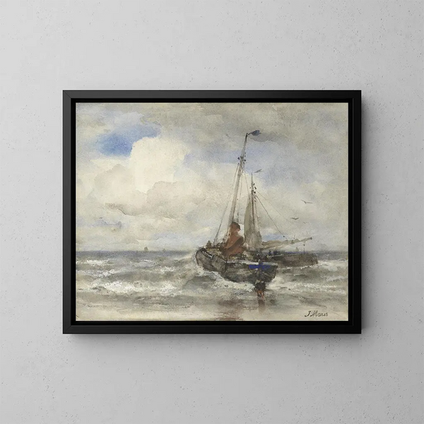 Zwei Fischerboote am Strand - Jacob Maris — gerahmtes Bild an der Wand