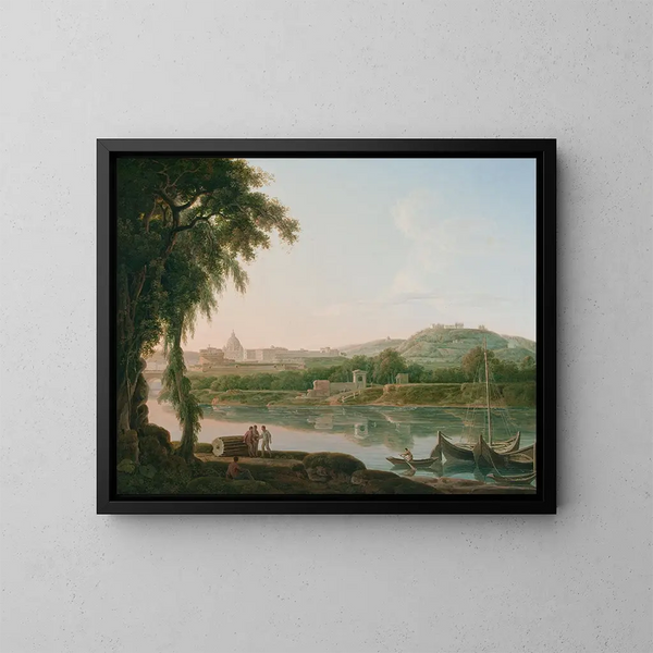 Fernblick auf Rom über den Tiber - Jacob More — gerahmtes Bild an der Wand