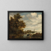 Flusslandschaft mit Fischern und Vieh, die Grote Kerk in Alkmaar im Hintergrund - Jacob Salomonsz van Ruysdael — gerahmtes Bild an der Wand