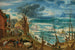 Winterlandschaft mit Bauern und Vieh in der Nähe eines Bauernhofs mit Schlittschuhläufern auf einem zugefrorenen Fluss im Hintergrund - Jacob Savery der Ältere — Ansicht des Kunstwerks
