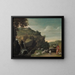 Ein sanft geschwungenes Landschaftsgemälde mit einem Wasserfall und einem Ziegenhirten - Jacob Symonsz Pynas — gerahmtes Bild an der Wand