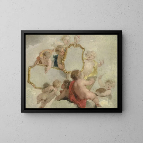 Putti mit Spiegeln - Jacob de Wit — gerahmtes Bild an der Wand