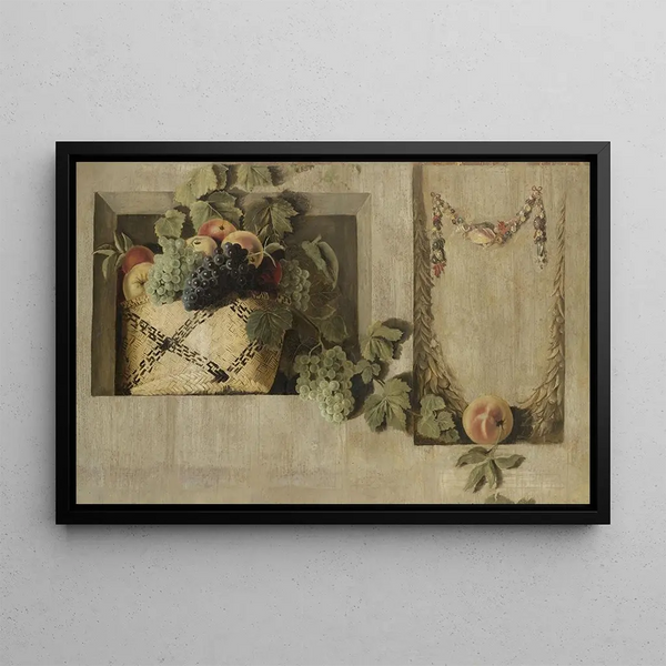 Stillleben mit Obst- und Blumenkränzen - Jacob van Campen — gerahmtes Bild an der Wand