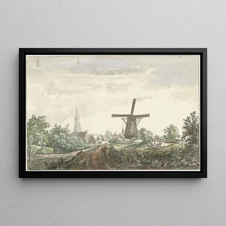 Jacob van Liender - Gezicht op de Leusdense weg naar Amersfoort.webp