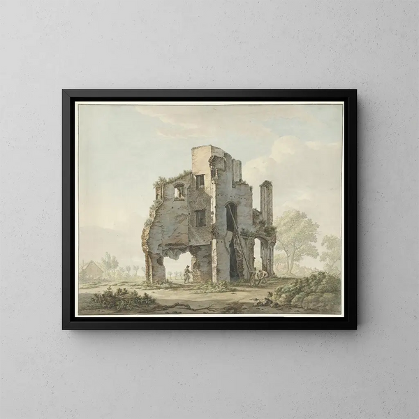 Die Zerstörung des Runen der Abtei Rijnsburg - Jacob van Liender — gerahmtes Bild an der Wand