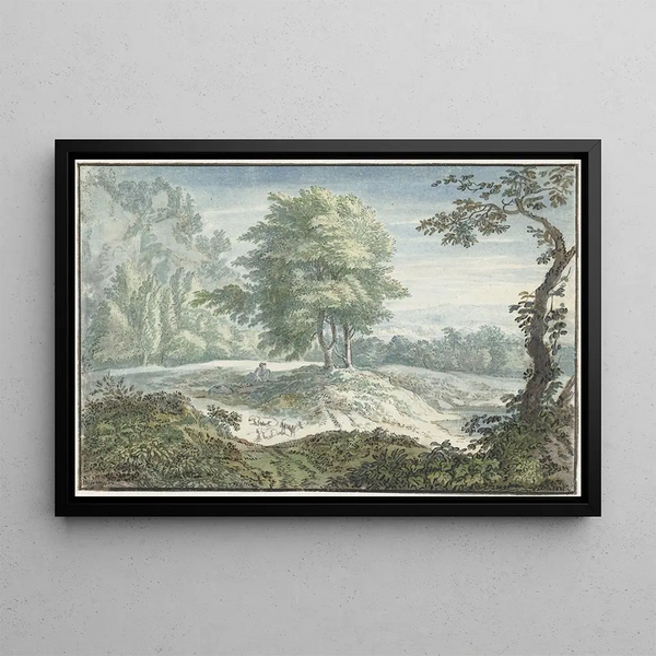 Landschaft mit Schafen - Jacob van Liender — gerahmtes Bild an der Wand