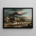 Winterlandschaft mit einem Dorf und einem zugefrorenen Kanal - Jacob van Ruisdael — gerahmtes Bild an der Wand