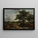 Landschaft mit einem Dorf in der Ferne - Jacob van Ruisdael — gerahmtes Bild an der Wand