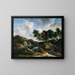 Flusslandschaft mit einer Burg auf einer hohen Klippe - Jacob van Ruisdael — gerahmtes Bild an der Wand
