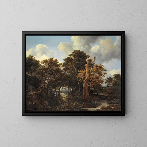Holz-Moorlandschaft mit einem toten Baum - Jacob van Ruisdael — gerahmtes Bild an der Wand