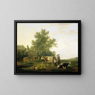 L'heure de la traite - Jacob van Strij — gerahmtes Bild an der Wand