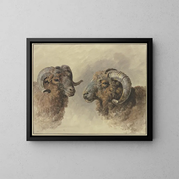 Zwei Schafe - Jacob van Strij — gerahmtes Bild an der Wand