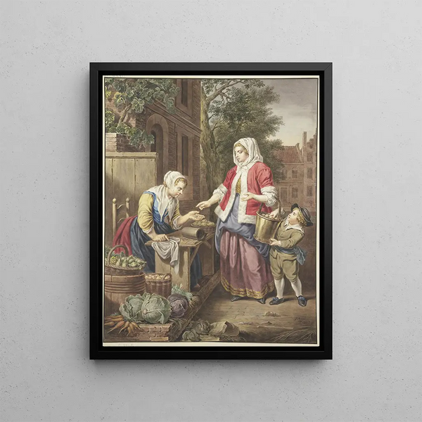 Jacobus Buys - Eine Dame mit einem Knaben kauft pfel ein.webp
