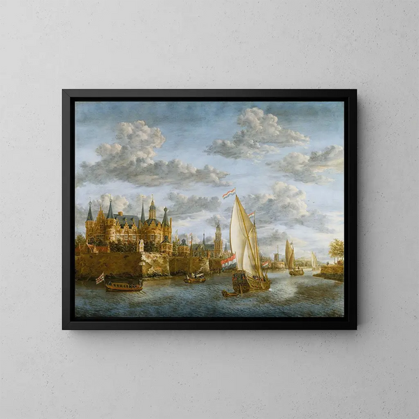 Château sur une rivière en Hollande - Jacobus Storck — gerahmtes Bild an der Wand