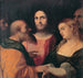 Jesus und die überraschte Frau beim Ehebruch - Jacopo Palma Il Vecchio — Ansicht des Kunstwerks