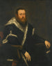 Portrait eines bärtigen Mannes in schwarzer Robe mit Pelz - Jacopo Tintoretto — Ansicht des Kunstwerks