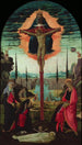 Retabel votif der Dreifaltigkeit, der Jungfrau, Johannes des Täufers und Spender - Jacopo del Sellaio — Ansicht des Kunstwerks