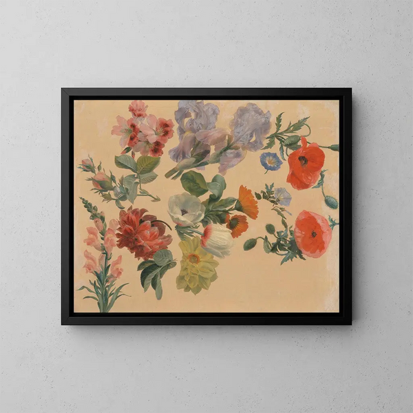 Sommerblumenstudien - Jacques-Laurent Agasse — gerahmtes Bild an der Wand
