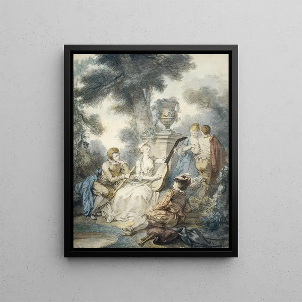 Die Gitarrenspielerin oder Die Musik - Jacques-Philippe Caresme — gerahmtes Bild an der Wand