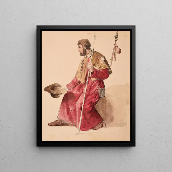 Pilger bettelnder - Jacques-Raymond Brascassat — gerahmtes Bild an der Wand