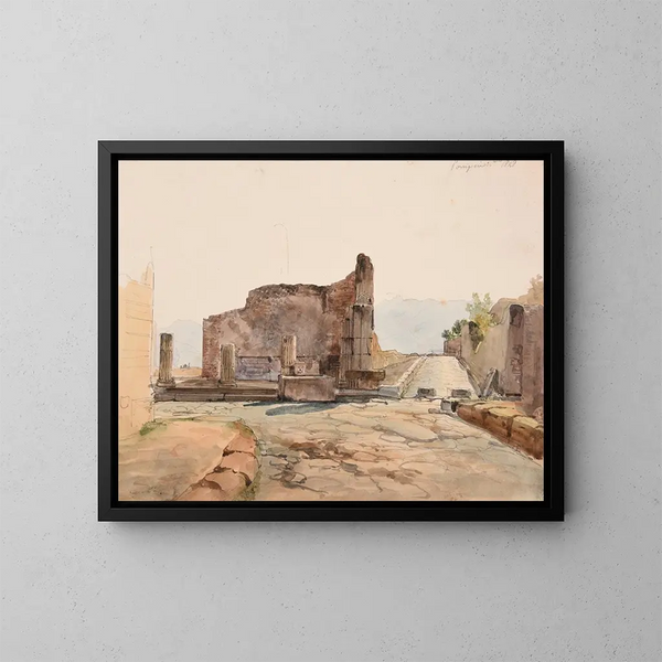 Straßen und Ruinen von Pompeji - Jacques-Raymond Brascassat — gerahmtes Bild an der Wand