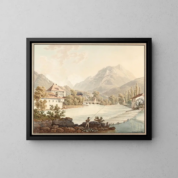 Vue d'Unterseen - Jacques Henri Juillerat — gerahmtes Bild an der Wand