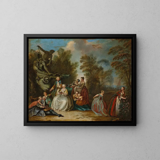 Jacques Sbastien Leclerc - Personnages autour dune fontaine lisant et filant.webp