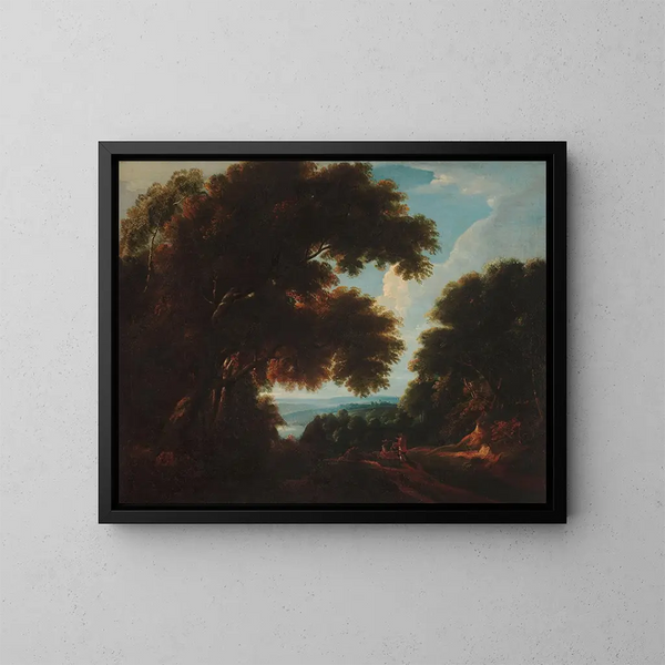 Landschaft mit Figuren im Wald - Jacques d'Arthois — gerahmtes Bild an der Wand