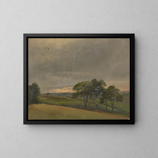 Jakob Becker - Abendliche Wiese mit Bumen.webp