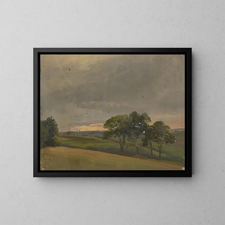 Prairie du soir avec des arbres - Jakob Becker — gerahmtes Bild an der Wand