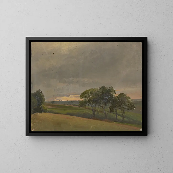 Prairie du soir avec des arbres - Jakob Becker — gerahmtes Bild an der Wand