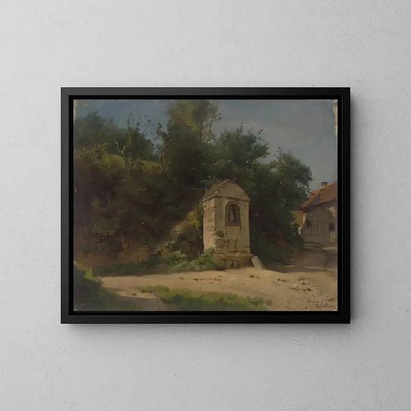 Bauernhof am Waldrand - Jakob Becker — gerahmtes Bild an der Wand