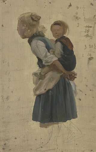 Jakob Becker - Kleines Bauernmdchen ein anderes Huckepack tragend.webp