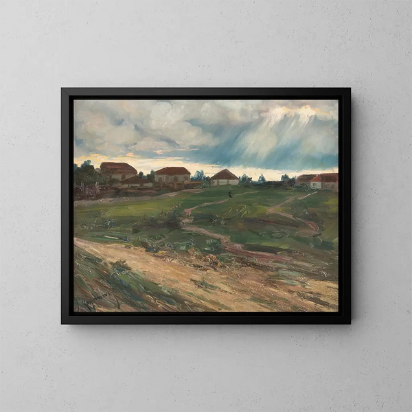 Averse sur le village - Jakob Koganowsky — gerahmtes Bild an der Wand