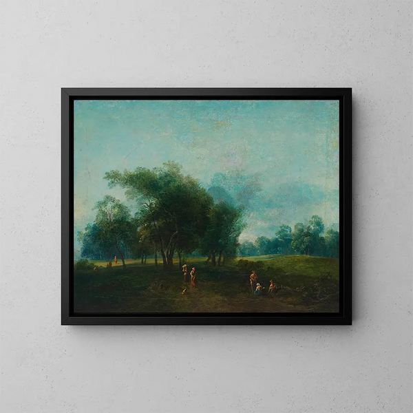 Partie dans les prairies du Prater de Vienne - Jakob Matthias Schmutzer — gerahmtes Bild an der Wand
