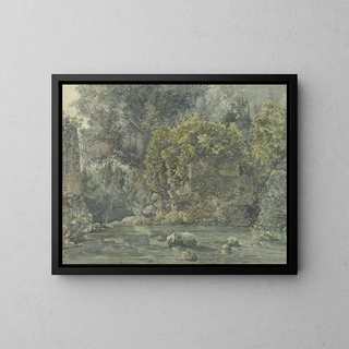 Jakob Philipp Hackert - Baumlandschaft mit verfallenem Gemuer an einem Bach.webp