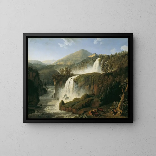 Die große Kaskade von Tivoli bei Rom - Jakob Philipp Hackert — gerahmtes Bild an der Wand