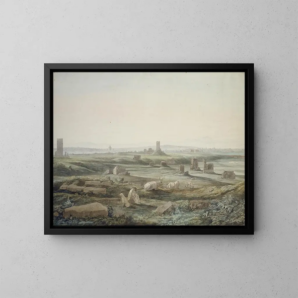 Ansicht der römischen Landschaft von der Via Appia - Jakob Philipp Hackert — gerahmtes Bild an der Wand